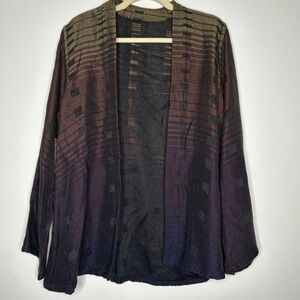 NWT Susan Neal Weaving Open Front Cardigan Tencel Warp Cotton Weft Size Small